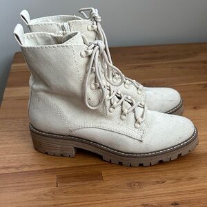 Universal Thread Canvas Cream Combat Boots